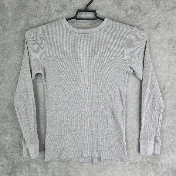 Womens Gray Intriguing Threads Waffle Knit Thermal Shirt Crew Neck Long Sleeve S - Picture 2 of 9